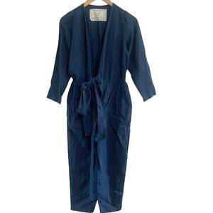 Not Perfect Linen MARGARET Wrap Jumpsuit Minimalist Lagenlook Women’s Size XS